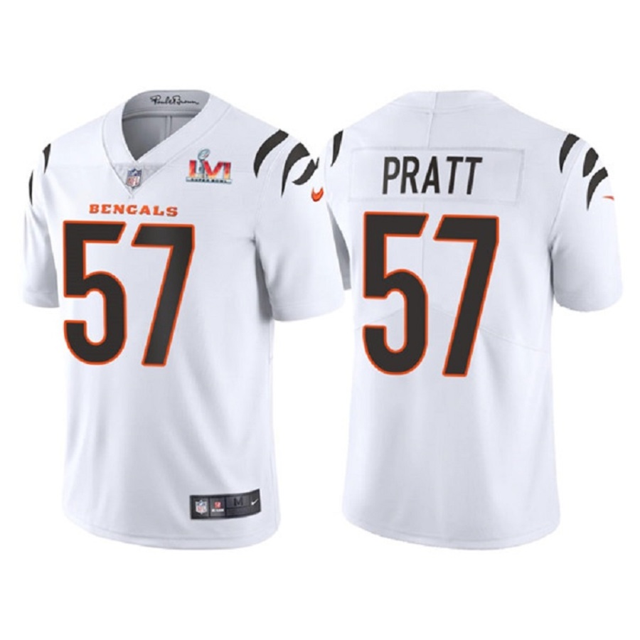 Men's Cincinnati Bengals 57 Germaine Pratt White Vapor Limited Stitched Jersey