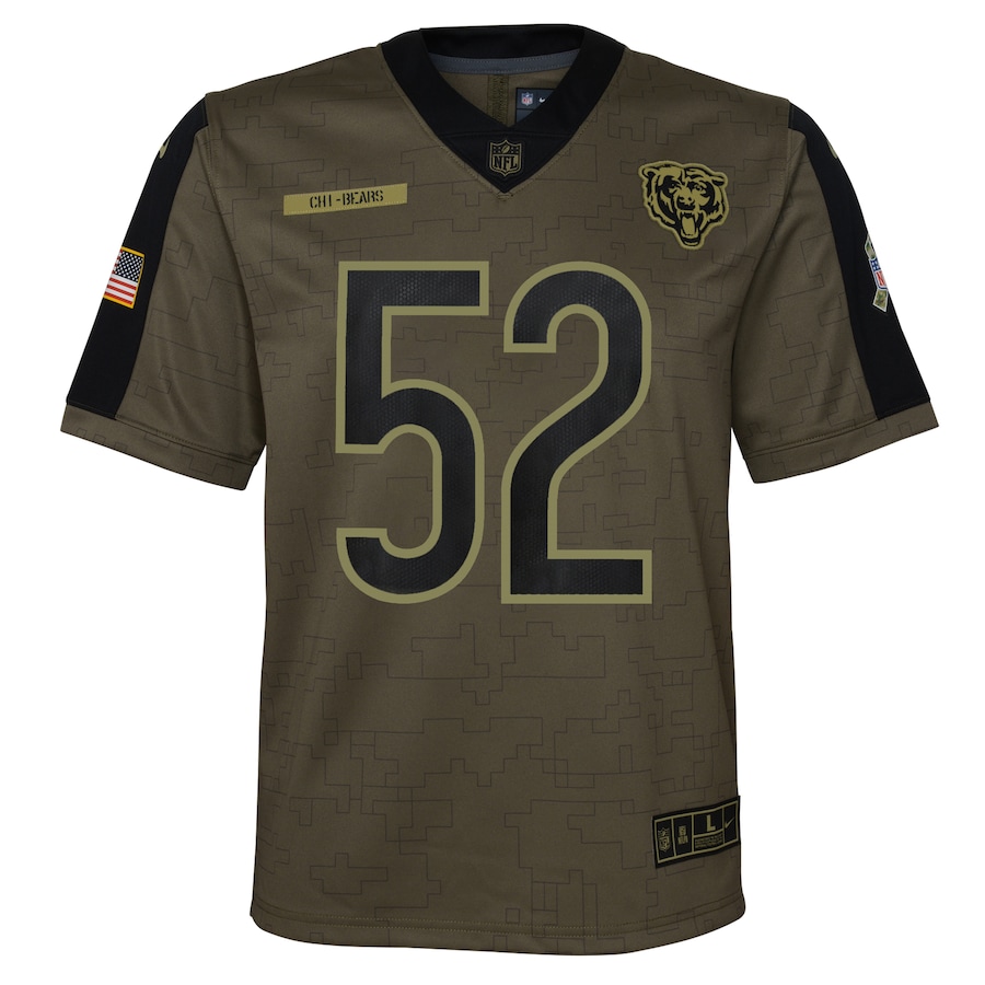 Youth Chicago Bears Khalil Mack Nike Olive 2021 Salute To Service Game Jersey