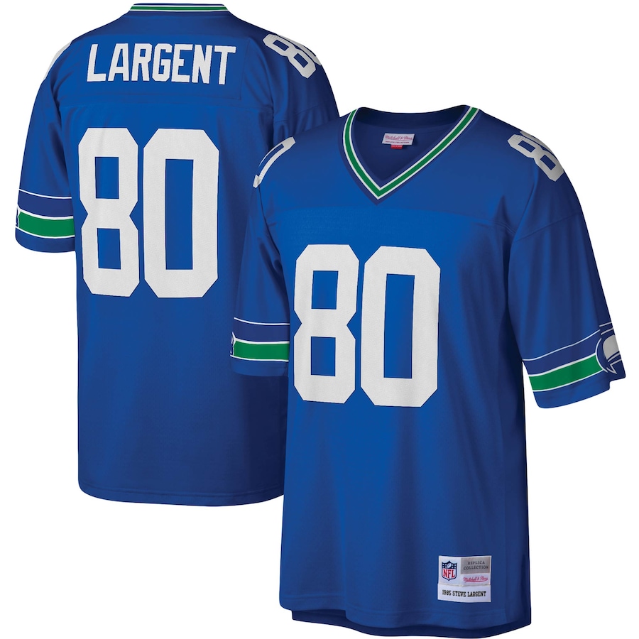 Men’s Seattle Seahawks Steve Largent Mitchell & Ness Royal Legacy Replica Jersey