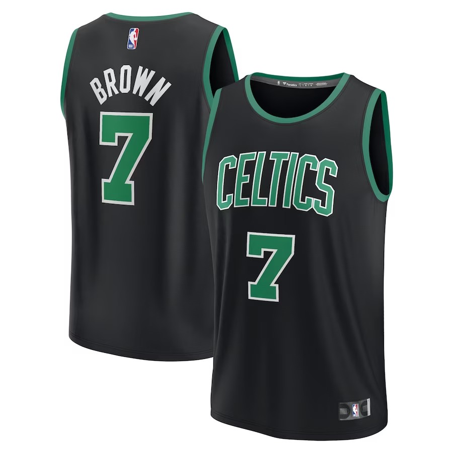 Men's Boston Celtics Jaylen Brown Fanatics Branded Black Fast Break Replica Player Jersey - Statement Edition