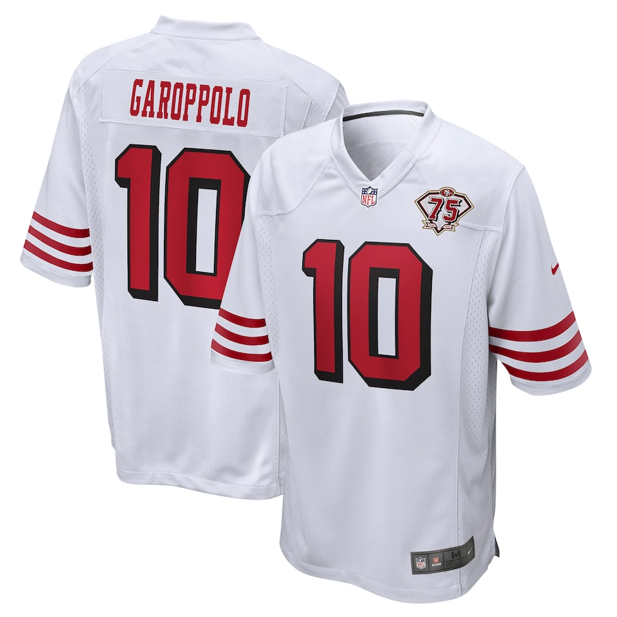 Men’s San Francisco 49ers Jimmy Garoppolo Nike White 75th Anniversary 2nd Alternate Game Jersey
