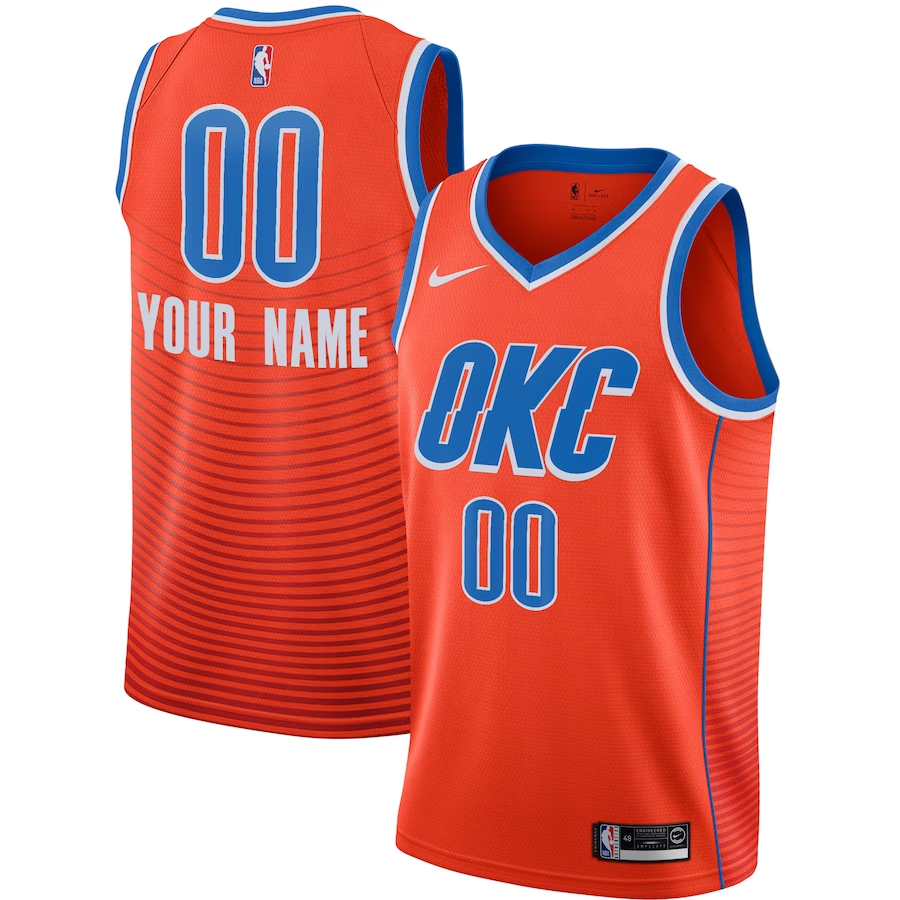 Men's Oklahoma City Thunder Orange Swingman Custom Jersey - Statement Edition