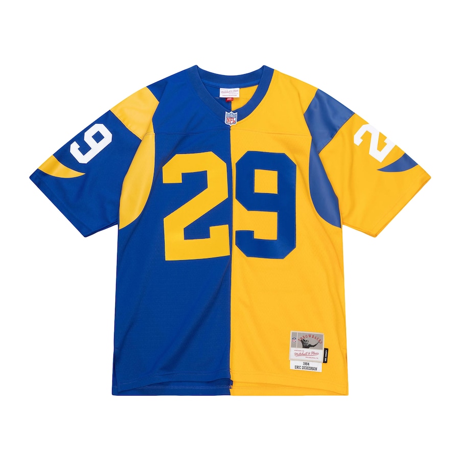 Men’s Los Angeles Rams Eric Dickerson Mitchell & Ness Royal/Gold 1984 Split Legacy Replica Jersey