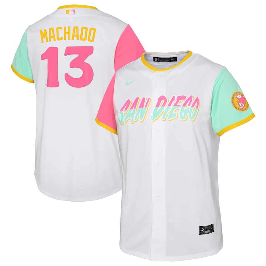 Youth San Diego Padres Manny Machado White 2022 City Connect Replica Player Jersey
