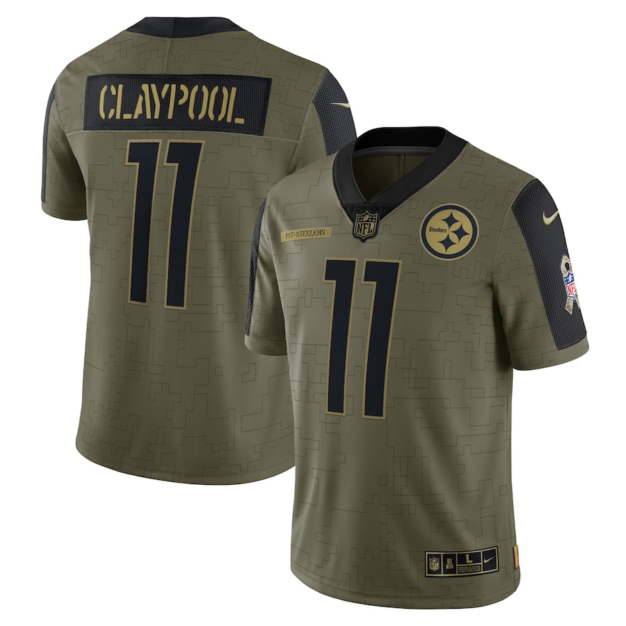 Men’s Pittsburgh Steelers Chase Claypool Nike Olive 2021 Salute To Service Limited Player Jersey