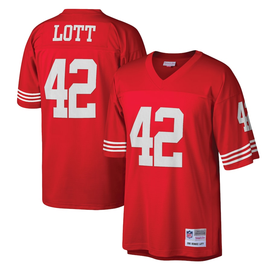 Men’s San Francisco 49ers Ronnie Lott Mitchell & Ness Scarlet Legacy Replica Jersey