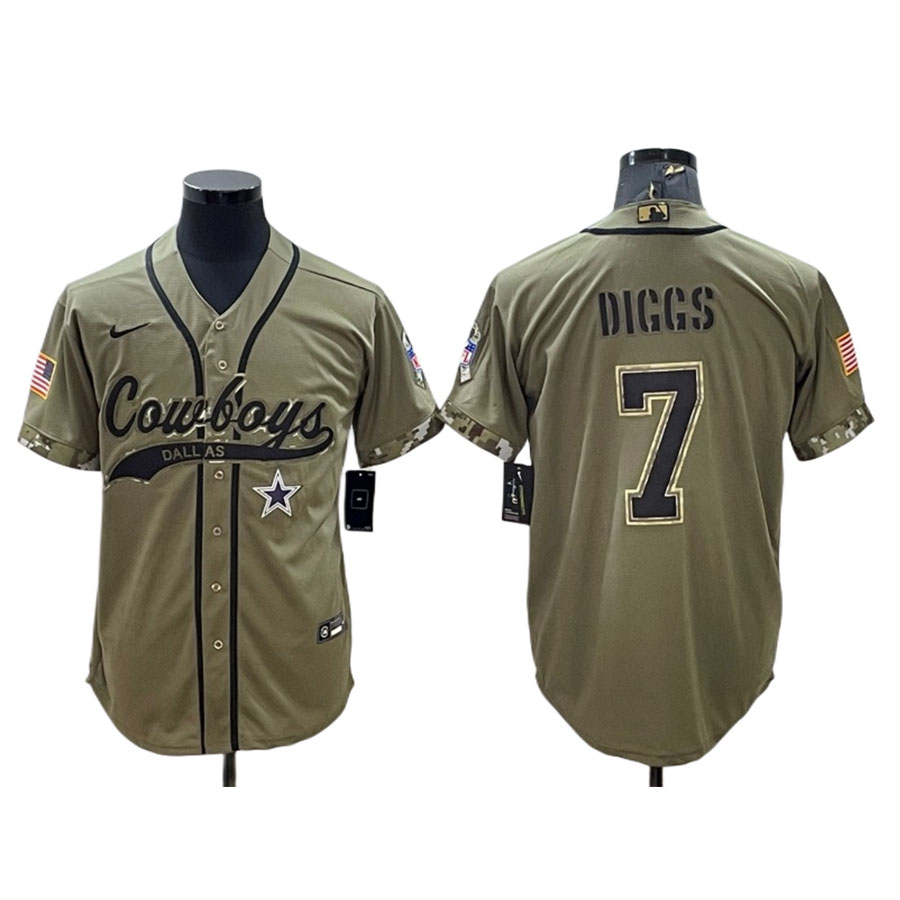 Men's Dallas Cowboys Trevon Diggs Olive Salute to Service Baseball Jersey