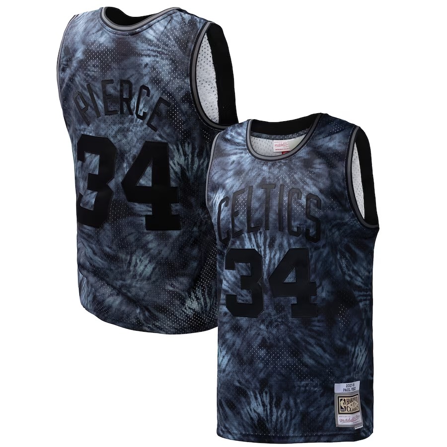 Men's Boston Celtics Paul Pierce Mitchell & Ness Black Hardwood Classics 200708 Tie-Dye Swingman Jersey
