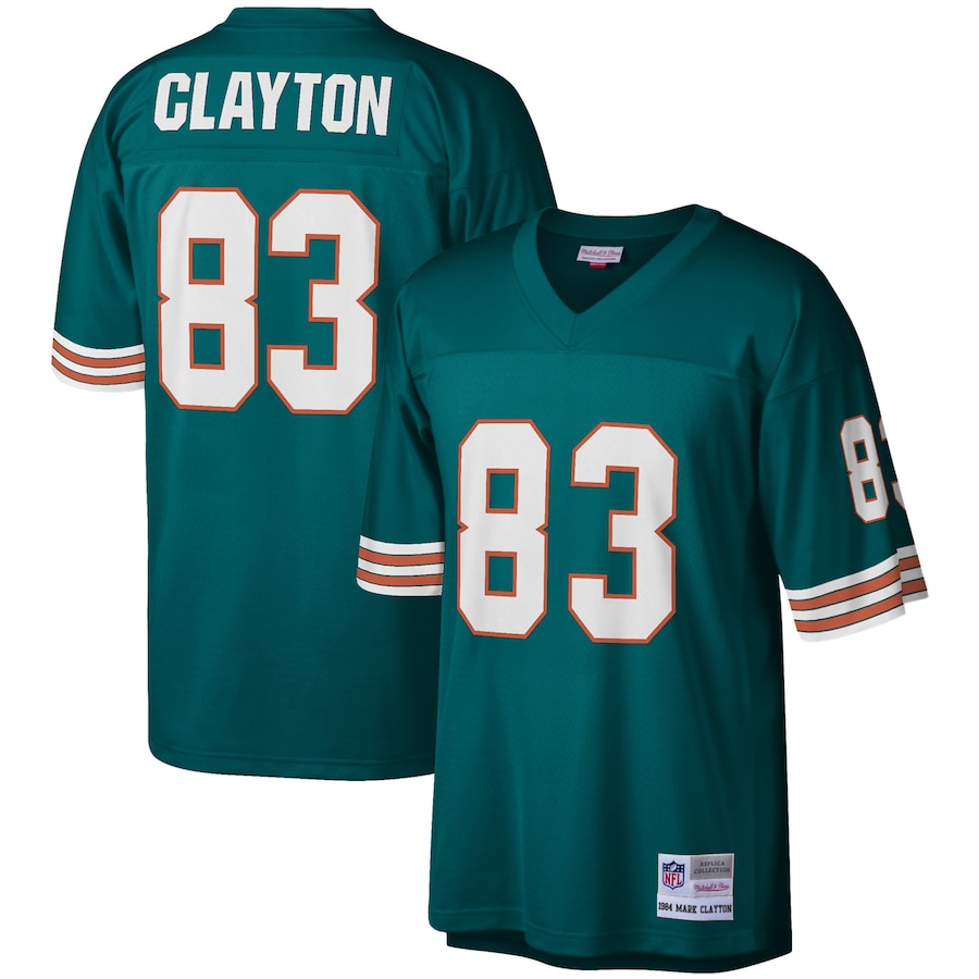 Men’s Miami Dolphins Mark Clayton Mitchell & Ness Aqua 1984 Legacy Replica Jersey
