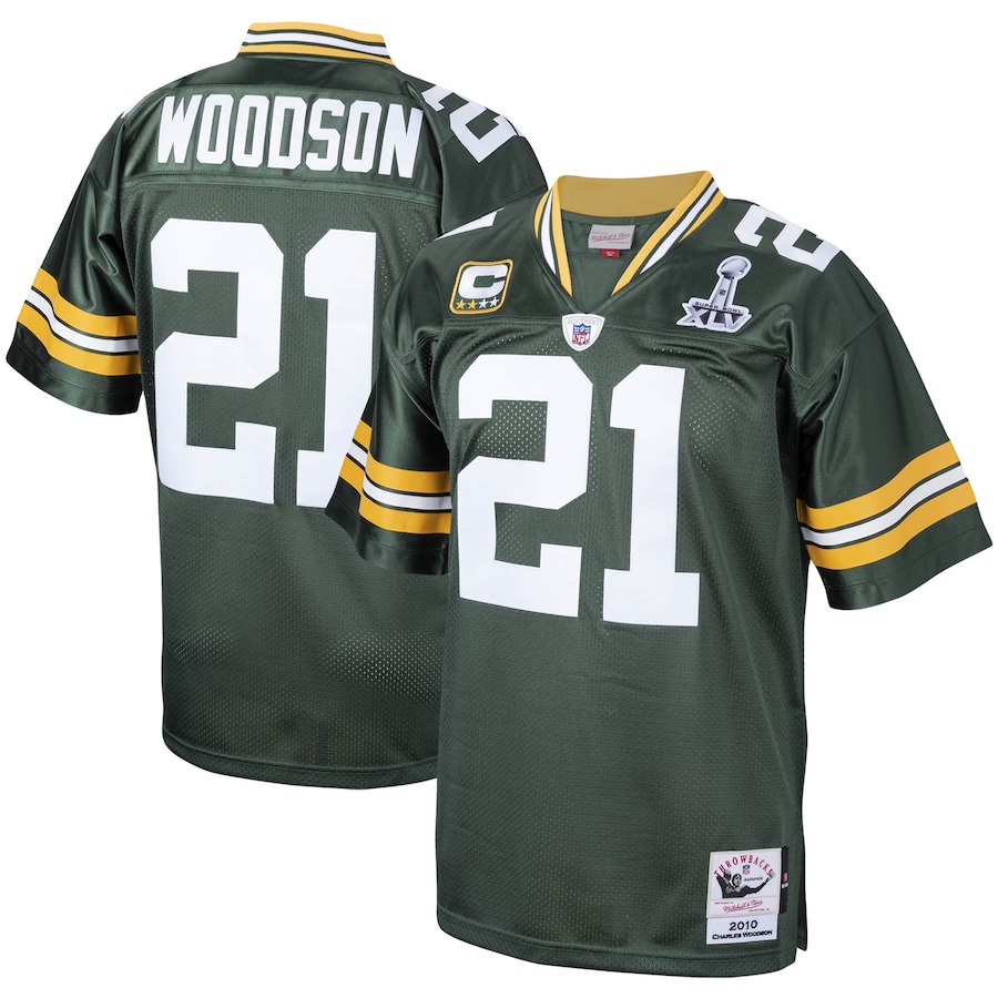 Men’s Green Bay Packers Charles Woodson Mitchell & Ness Green 2010 Authentic Throwback Retired Player Jersey