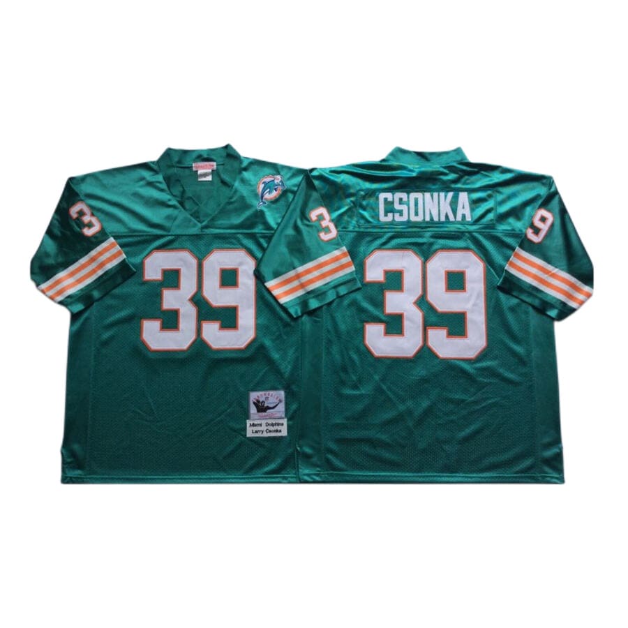 Men's Miami Dolphins Larry Csonka Mitchell & Ness Aqua Throwback Jersey
