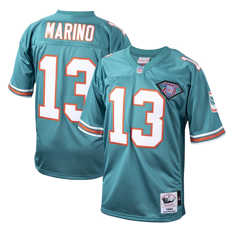 Men’s Miami Dolphins Dan Marino Mitchell & Ness Aqua 1994 Authentic Throwback Retired Player Jersey