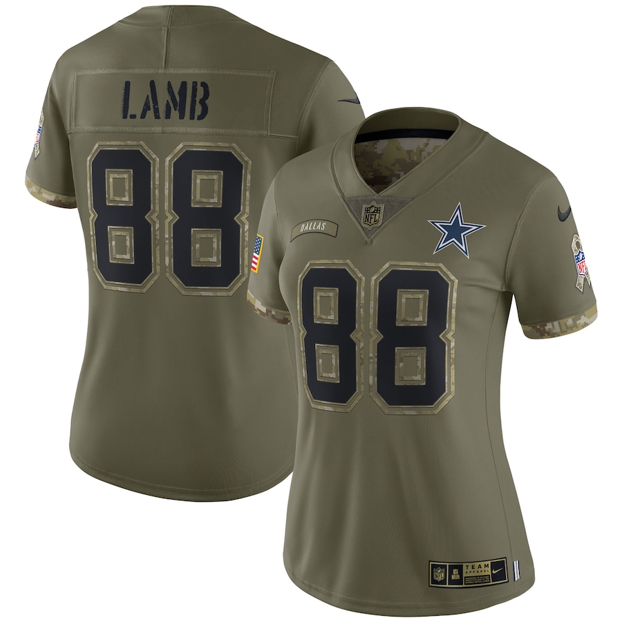 Women’s Dallas Cowboys CeeDee Lamb Nike Olive 2022 Salute To Service Limited Jersey