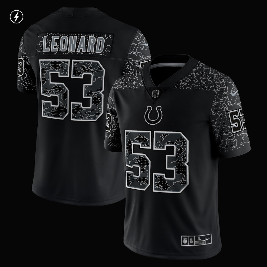 Men’s Indianapolis Colts Shaquille Leonard Nike Black RFLCTV Limited Jersey