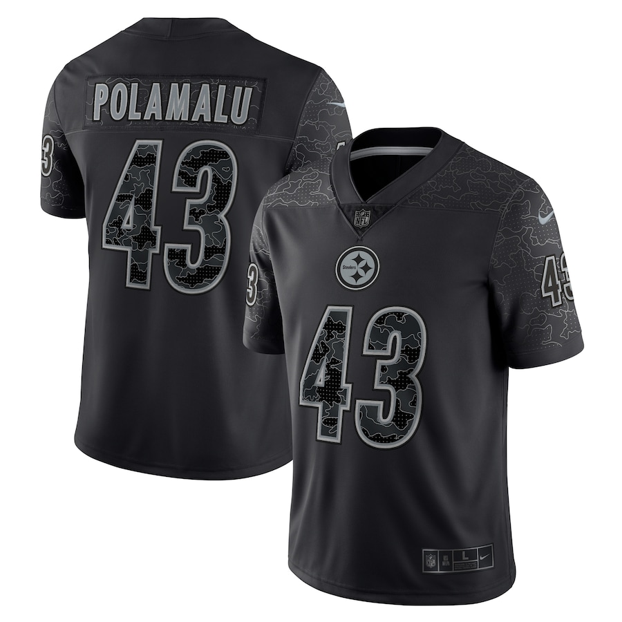 Men’s Pittsburgh Steelers Troy Polamalu Nike Black Retired Player RFLCTV Limited Jersey
