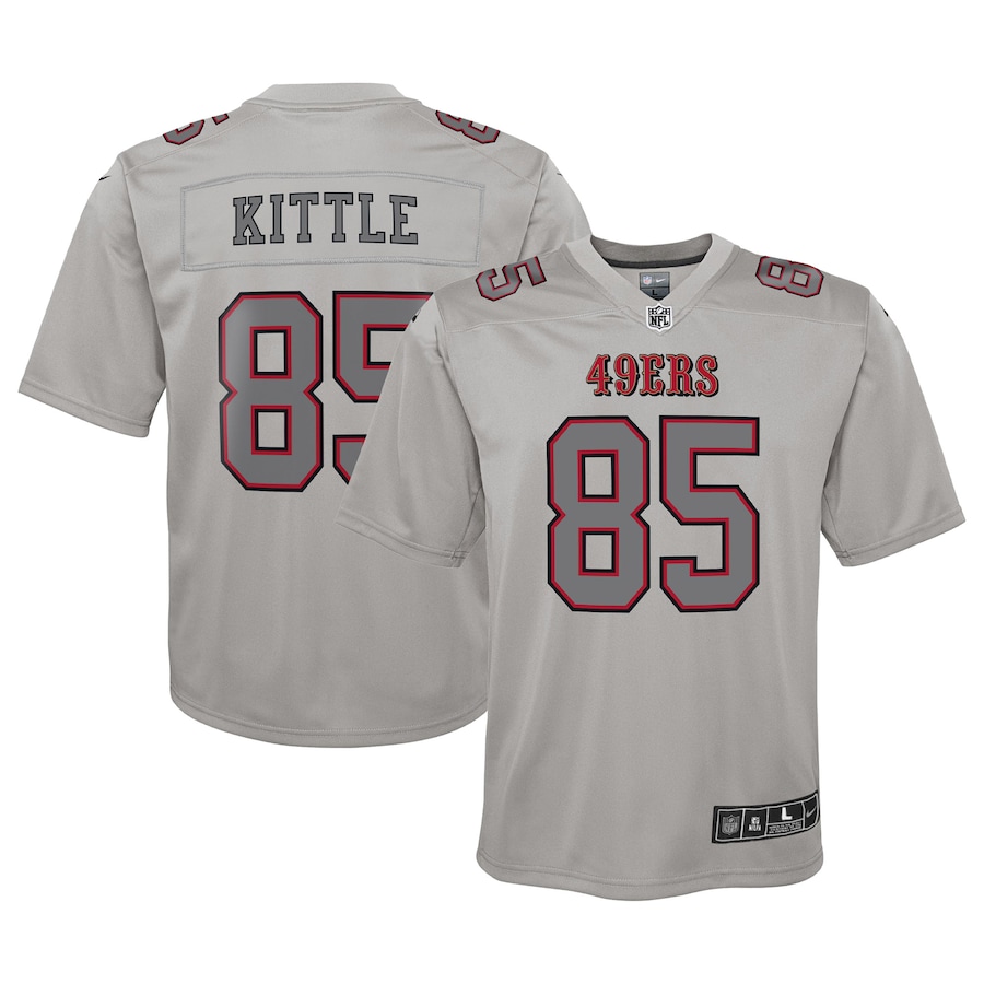 Youth San Francisco 49ers George Kittle Nike Gray Atmosphere Game Jersey