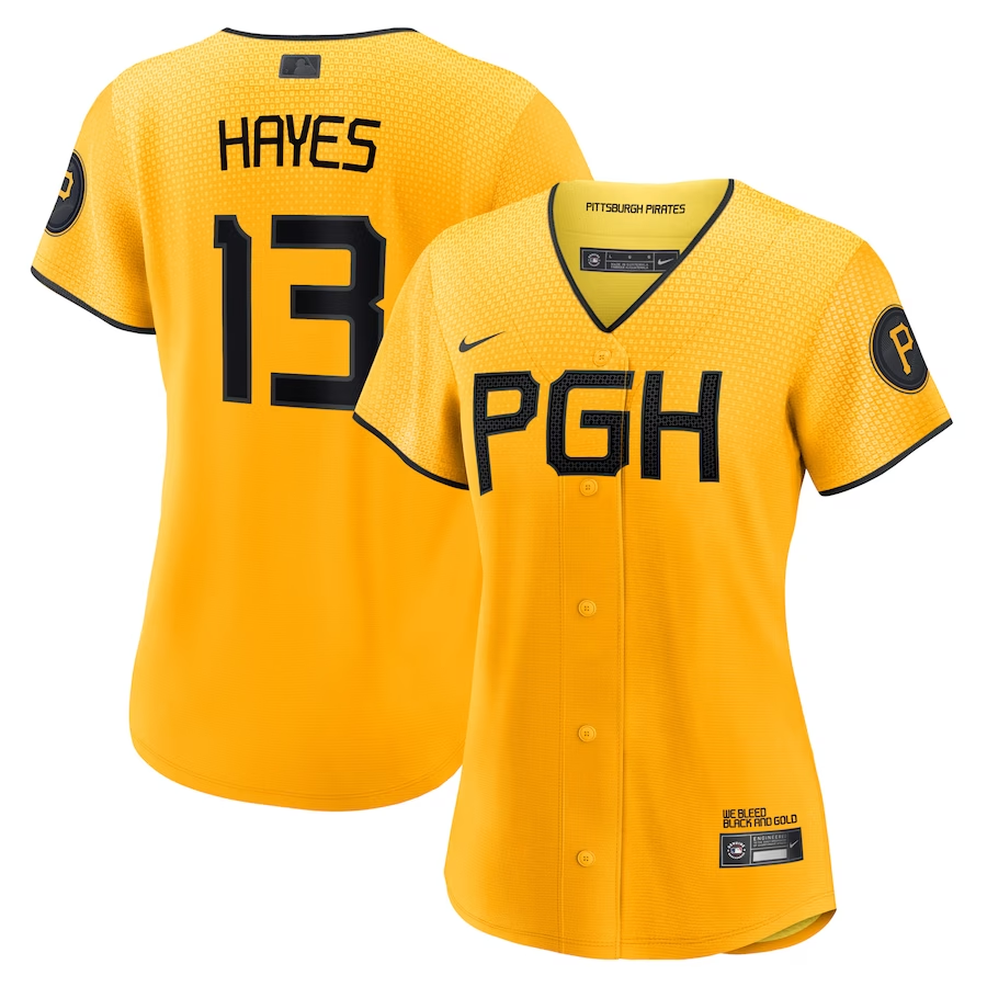 Women's Pittsburgh Pirates Ke'Bryan Hayes Gold 2023 City Connect Replica Player Jersey