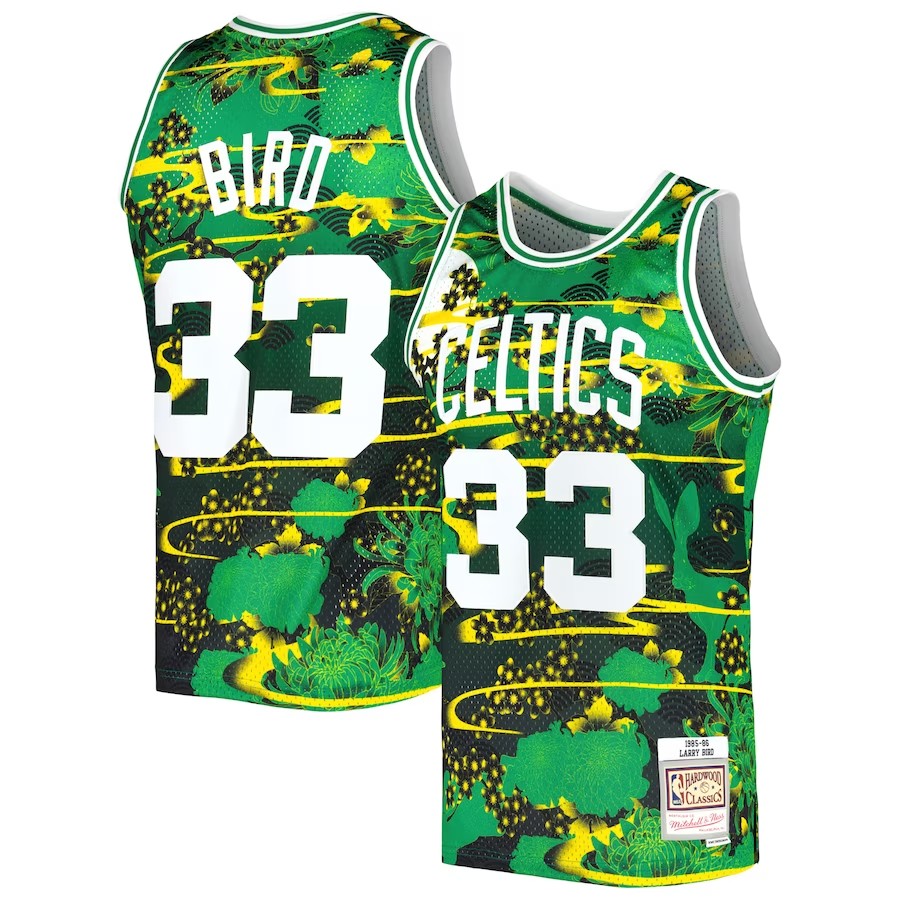 Men's Boston Celtics Larry Bird Mitchell & Ness Kelly Green Hardwood Classics Lunar New Year Swingman Jersey