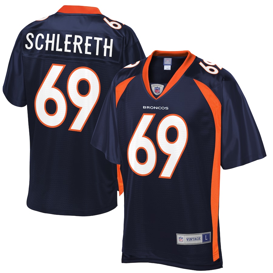 Men’s Denver Broncos Mark Schlereth NFL Pro Line Navy Replica Retired Player Jersey