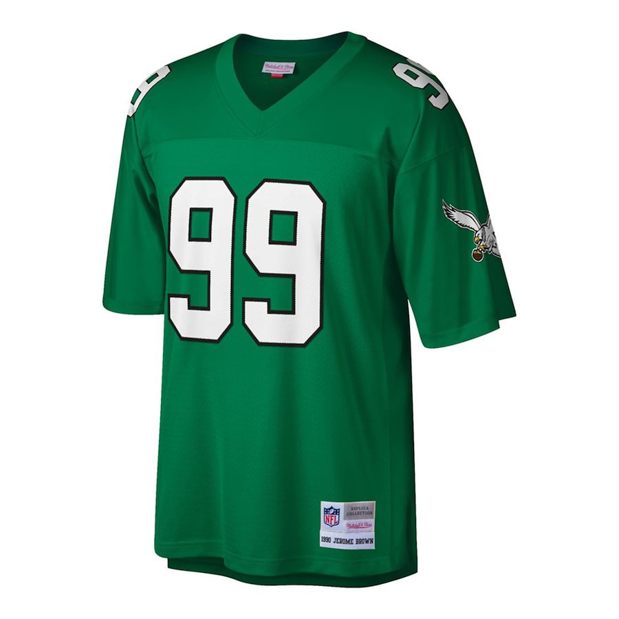 Men’s Philadelphia Eagles Jerome Brown Mitchell & Ness Kelly Green Big & Tall 1990 Retired Player Replica Jersey