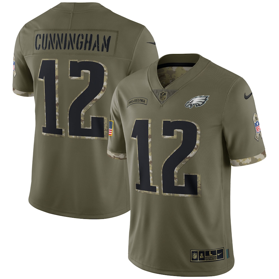 Men’s Philadelphia Eagles Randall Cunningham Nike Olive 2022 Salute To Service Retired Player Limited Jersey