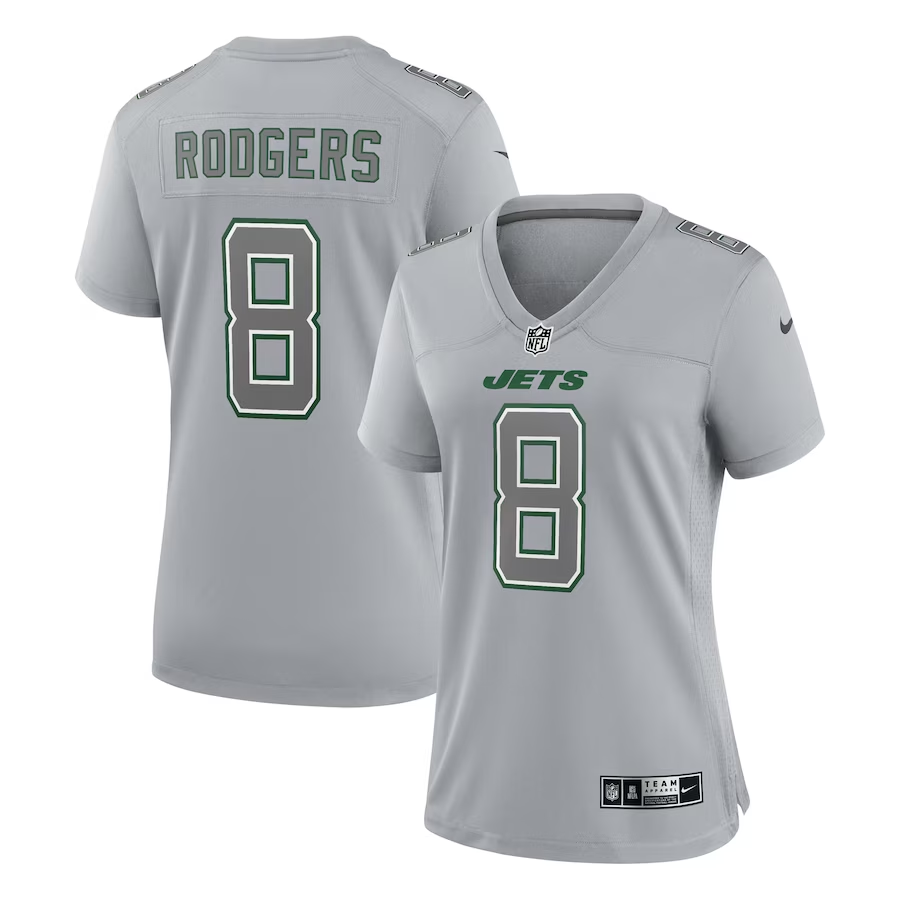 Women's New York Jets Aaron Rodgers Heather Gray Atmosphere Fashion Game Jersey