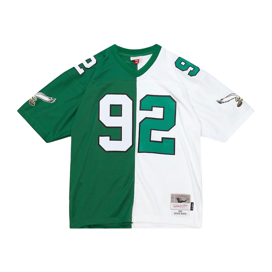 Men’s Philadelphia Eagles Reggie White Mitchell & Ness Kelly Green/White 1990 Split Legacy Replica Jersey