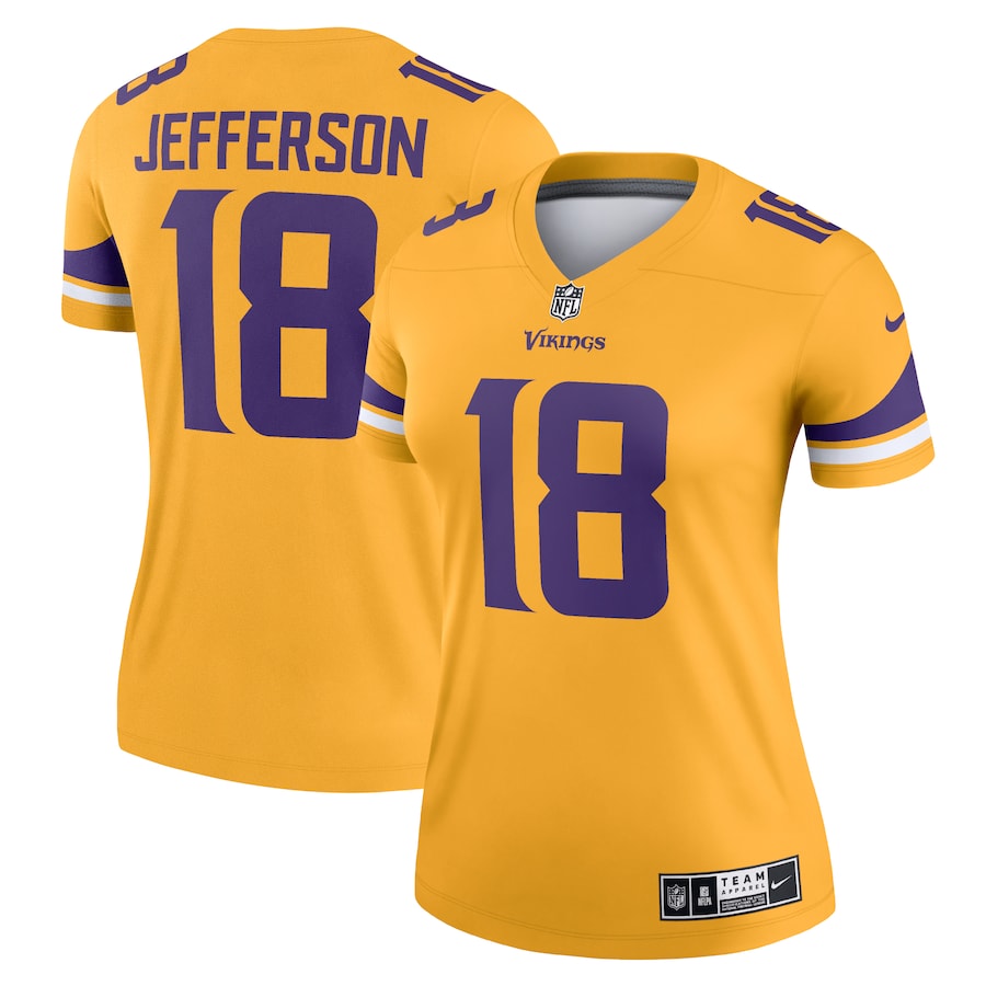 Women's Minnesota Vikings Justin Jefferson Nike Gold Inverted Legend Jersey