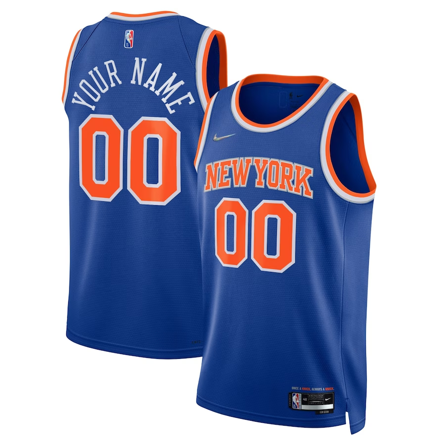 Men's New York Knicks Blue 2021/22 Diamond Swingman Custom Jersey - Icon Edition