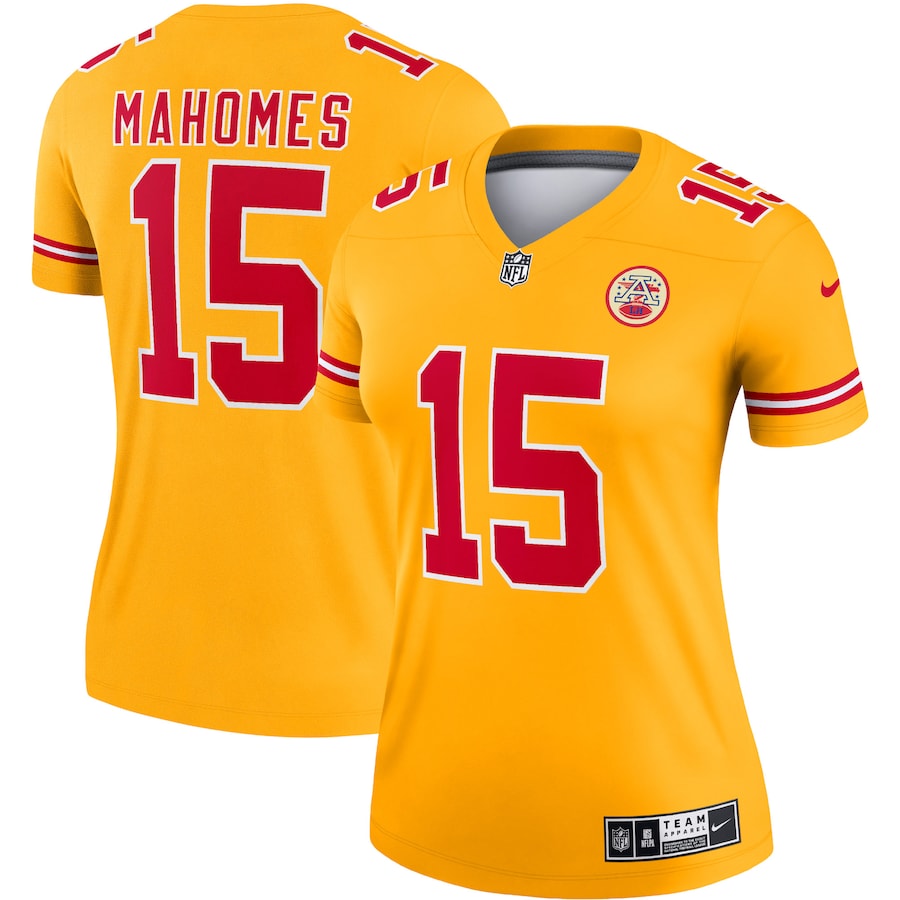 Women’s Kansas City Chiefs Patrick Mahomes Nike Gold Inverted Legend Jersey