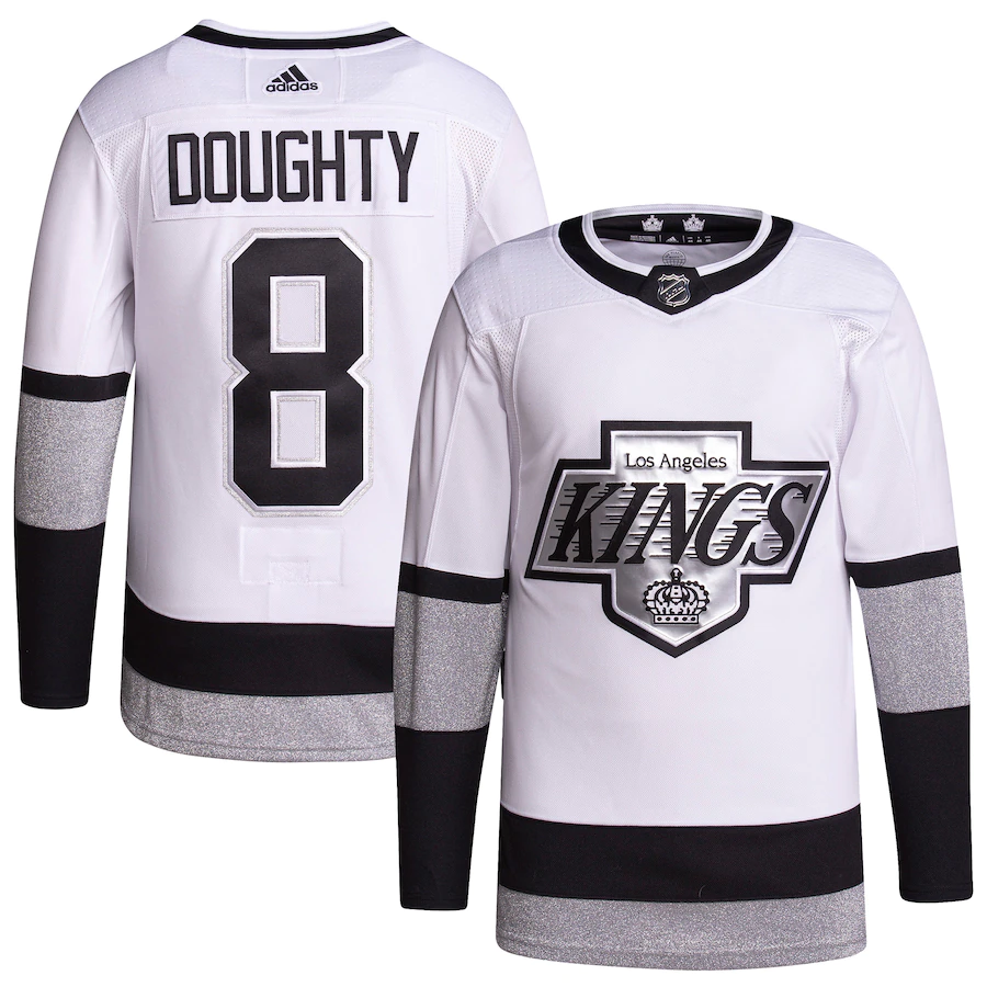Men's Los Angeles Kings 8 Drew Doughty adidas White Alternate Primegreen Authentic Pro Player Jersey