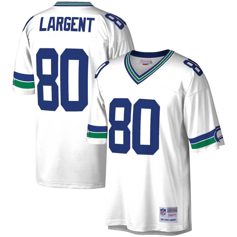 Men’s Seattle Seahawks Steve Largent Mitchell & Ness White Legacy Replica Jersey