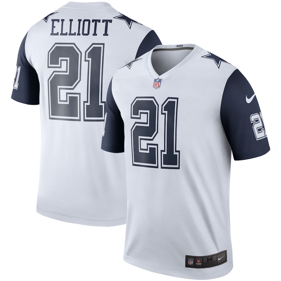 Men’s Dallas Cowboys Ezekiel Elliott Nike White Color Rush Legend Player Jersey
