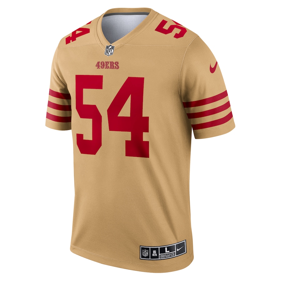 Men’s San Francisco 49ers Fred Warner Nike Gold Inverted Legend Jersey