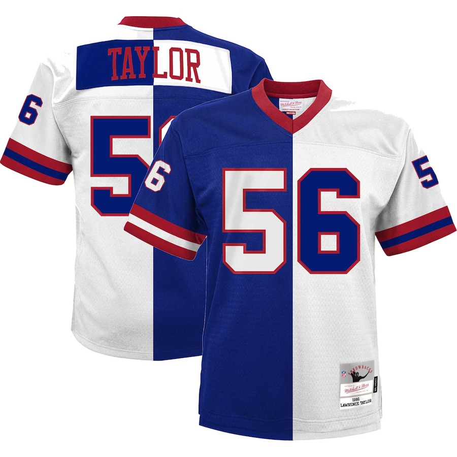 Men's New York Giants Lawrence Taylor Mitchell & Ness Royal/White 1986 Split Legacy Replica Jersey