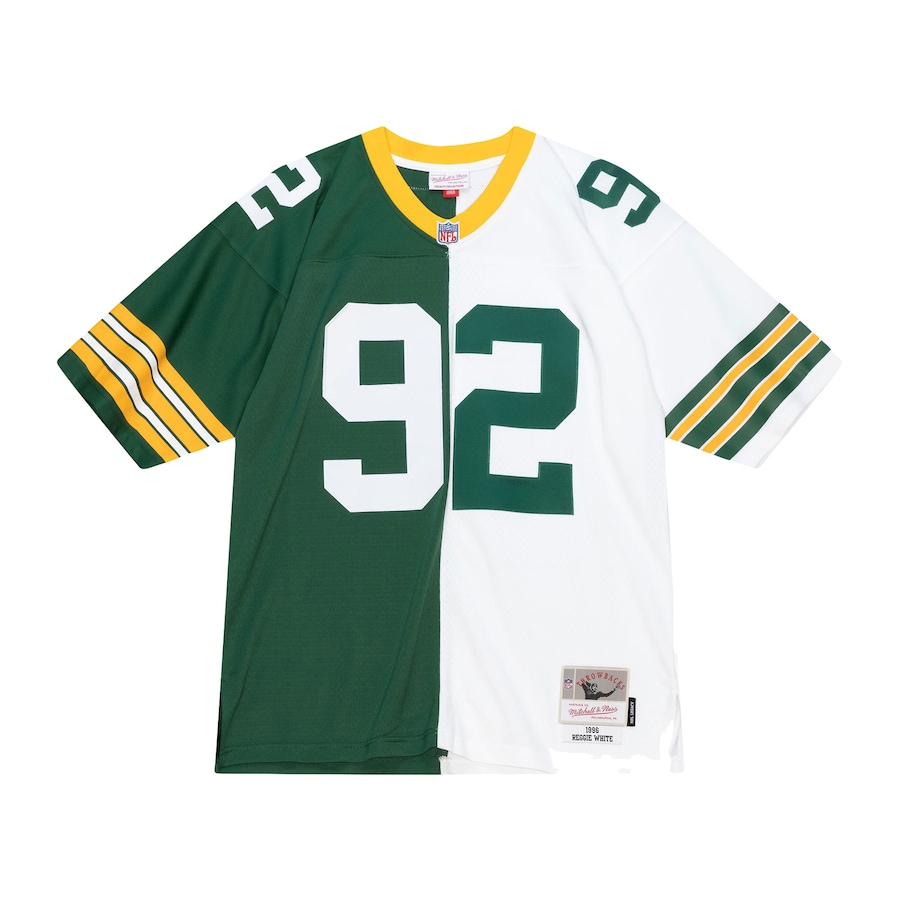 Men’s Green Bay Packers Reggie White Mitchell & Ness Green/White 1996 Split Legacy Replica Jersey
