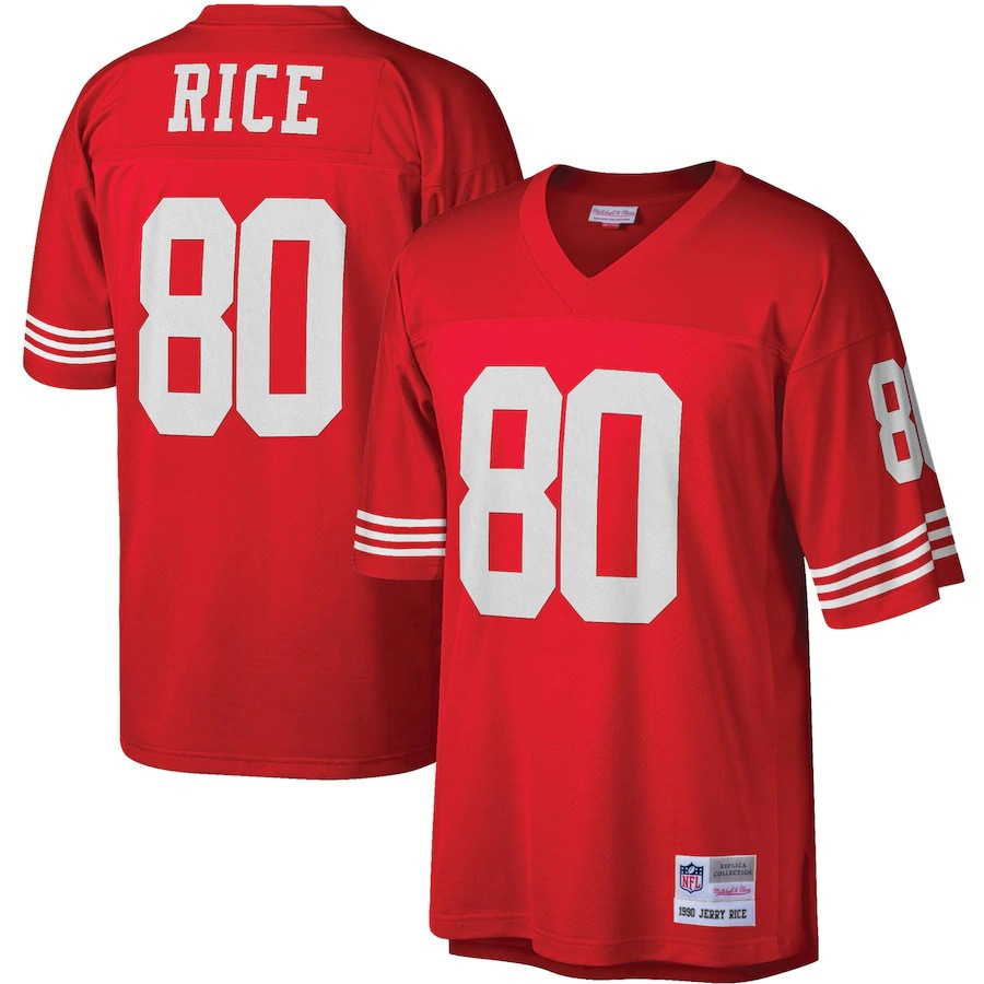 Men’s San Francisco 49ers Jerry Rice Mitchell & Ness Scarlet Big & Tall 1990 Retired Player Replica Jersey
