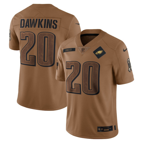 Men's - 2023 Salute To Service Brian Dawkins Philadelphia Eagles Brown Retired Player Limited Jersey