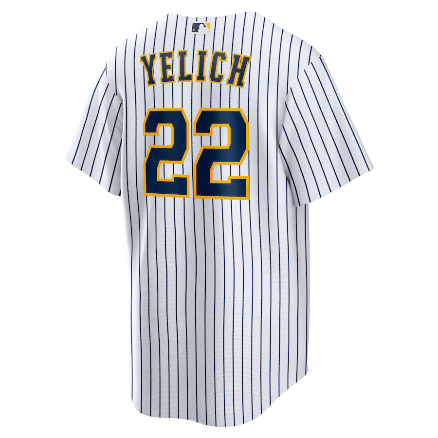 Men's Milwaukee Brewers 22 Christian Yelich White Alternate Replica Player Jersey