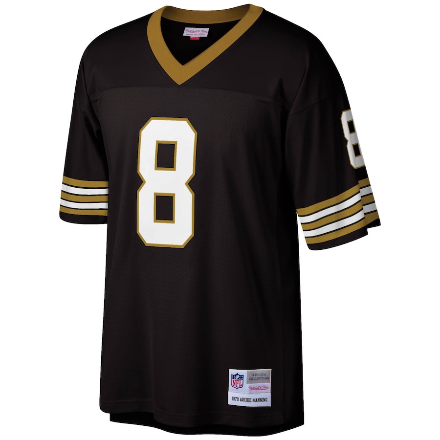 Men’s New Orleans Saints Archie Manning Mitchell & Ness Black Legacy Replica Jersey