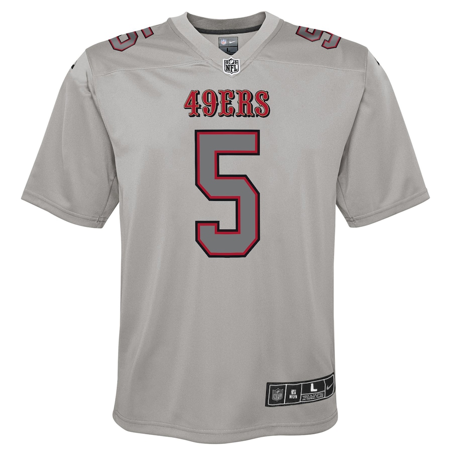 Youth San Francisco 49ers Trey Lance Nike Gray Atmosphere Game Jersey