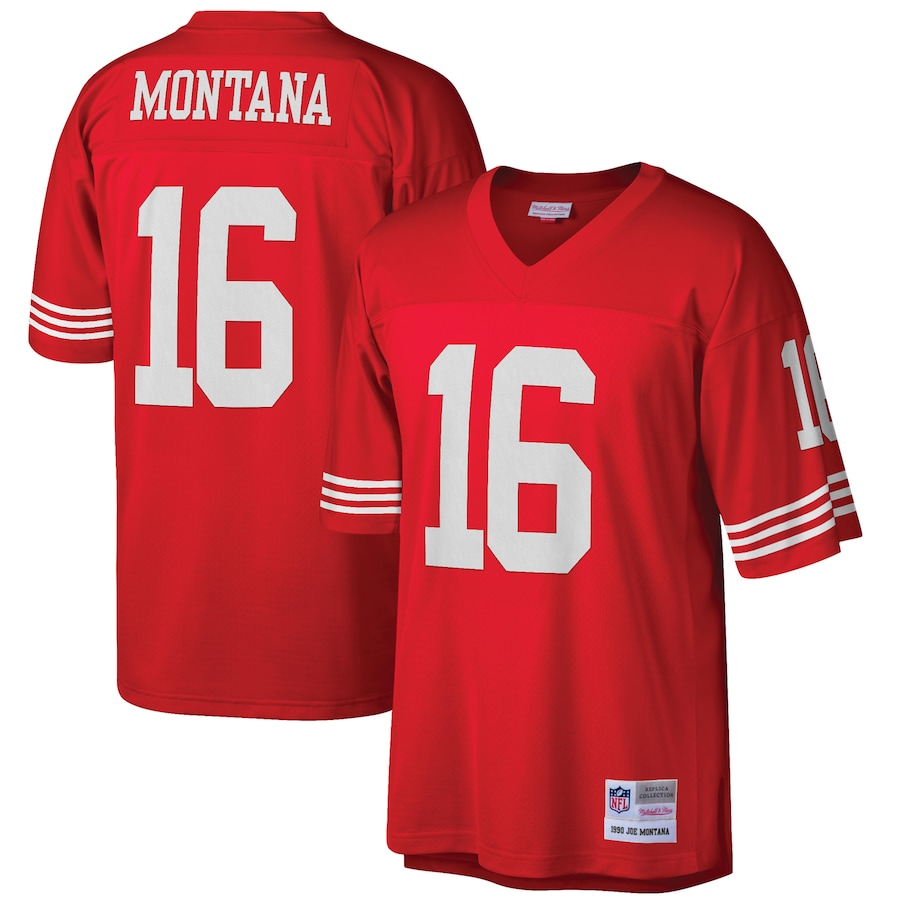 Men’s San Francisco 49ers Joe Montana Mitchell & Ness Scarlet Big & Tall 1990 Retired Player Replica Jersey