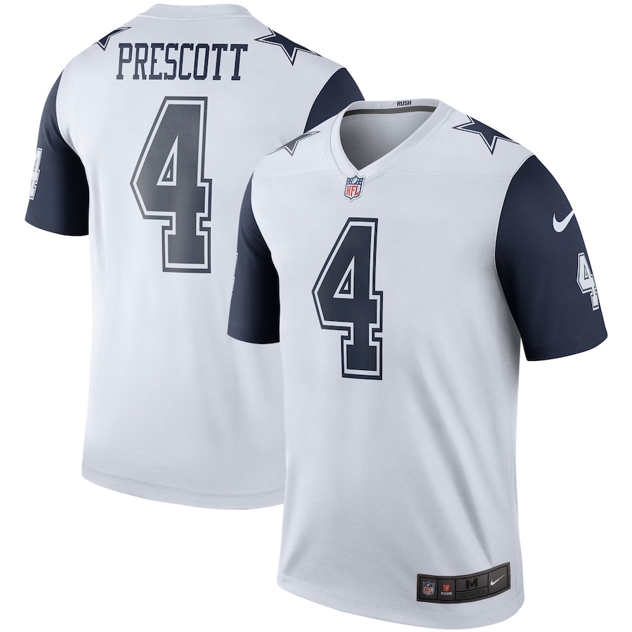 Men’s Dallas Cowboys Dak Prescott Nike White Color Rush Legend Player Jersey