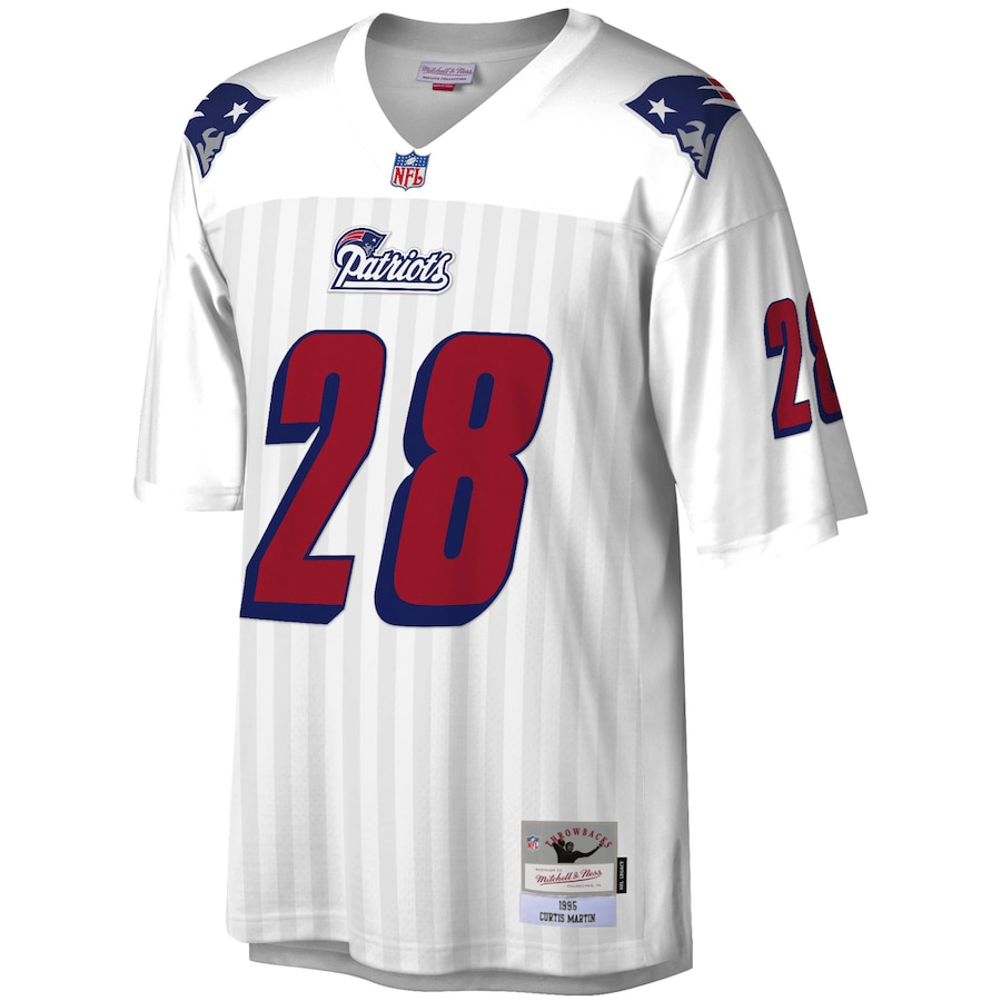 Men’s New England Patriots Curtis Martin Mitchell & Ness White 1995 Legacy Replica Jersey
