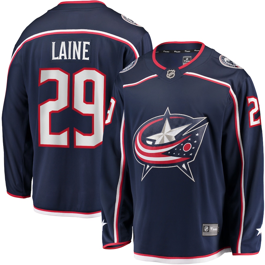 Men's Columbus Blue Jackets 29 Patrik Laine Fanatics Branded Navy Home Breakaway Jersey