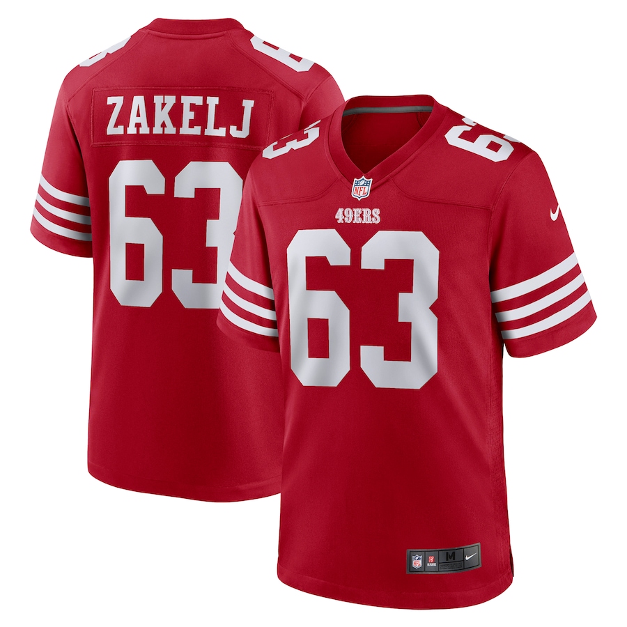 Men's San Francisco 49ers Nick Zakelj Nike Scarlet Game Player Jersey