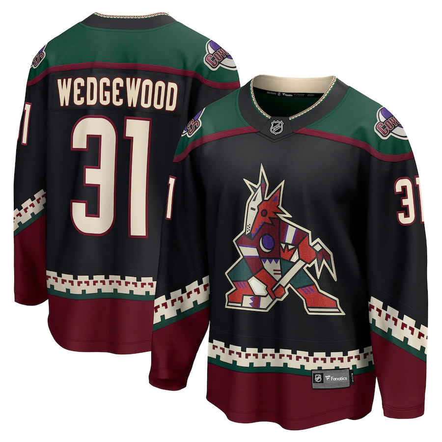 Men's Arizona Coyotes 31 Scott Wedgewood Fanatics Branded Black Home Breakaway Player Jersey