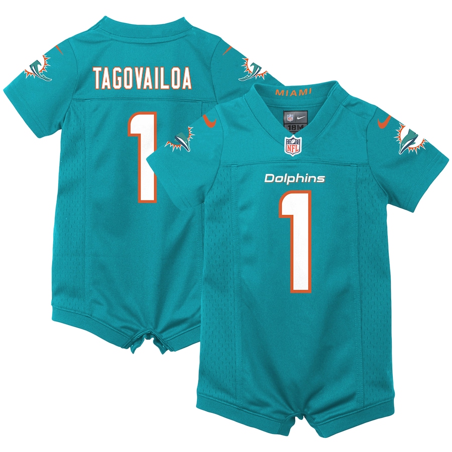 Newborn & Infant Miami Dolphins Tua Tagovailoa Nike Aqua Game Romper Jersey