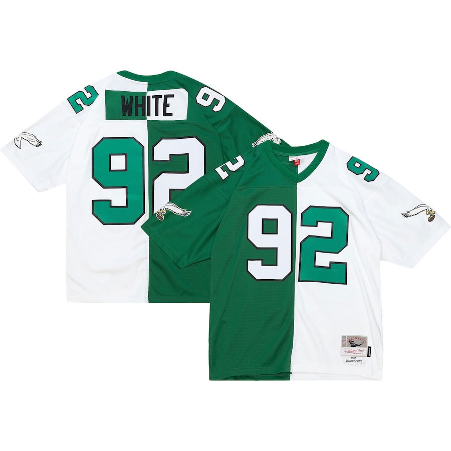 Men’s Philadelphia Eagles Reggie White Mitchell & Ness Kelly Green/White 1990 Split Legacy Replica Jersey
