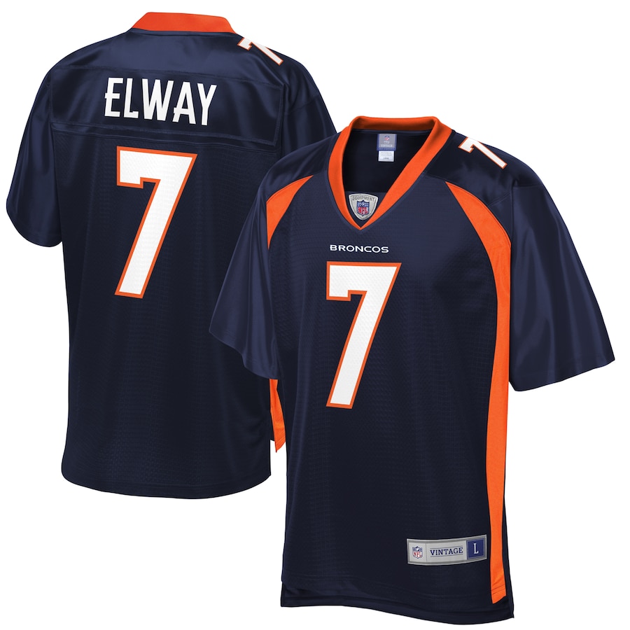Men’s Denver Broncos John Elway NFL Pro Line Navy Replica Retired Player Jersey